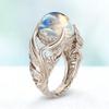 Elegant White Swan Imitation Moonstone Ring for Women - Colorful Gem, European & American Style