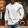 Мужская футболка с круглым вырезом, футболка с длинным рукавом и нагрудным карманом, однотонная, повседневный топ
