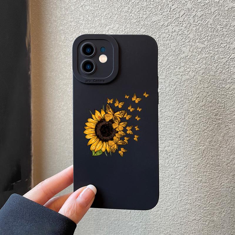 Healing Sunflower Art Print Unique Phone Case for iPhone 17 16 15 14 13 12 11 Series Pro Max Plus Double Layer Protection