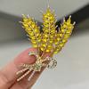 Golden Wheat Ear Brooch Temperament Small Fragrant Style Corsage Anti-Light Shirt Fixed Pin Suit Large Clothes Accessories