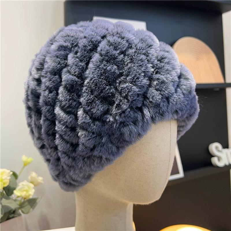 Шапка из натурального кроличьего меха рекс, вязаный шерстяной головной убор, защищающий от холода и согревающий, женский, универсальный для осени и зимы