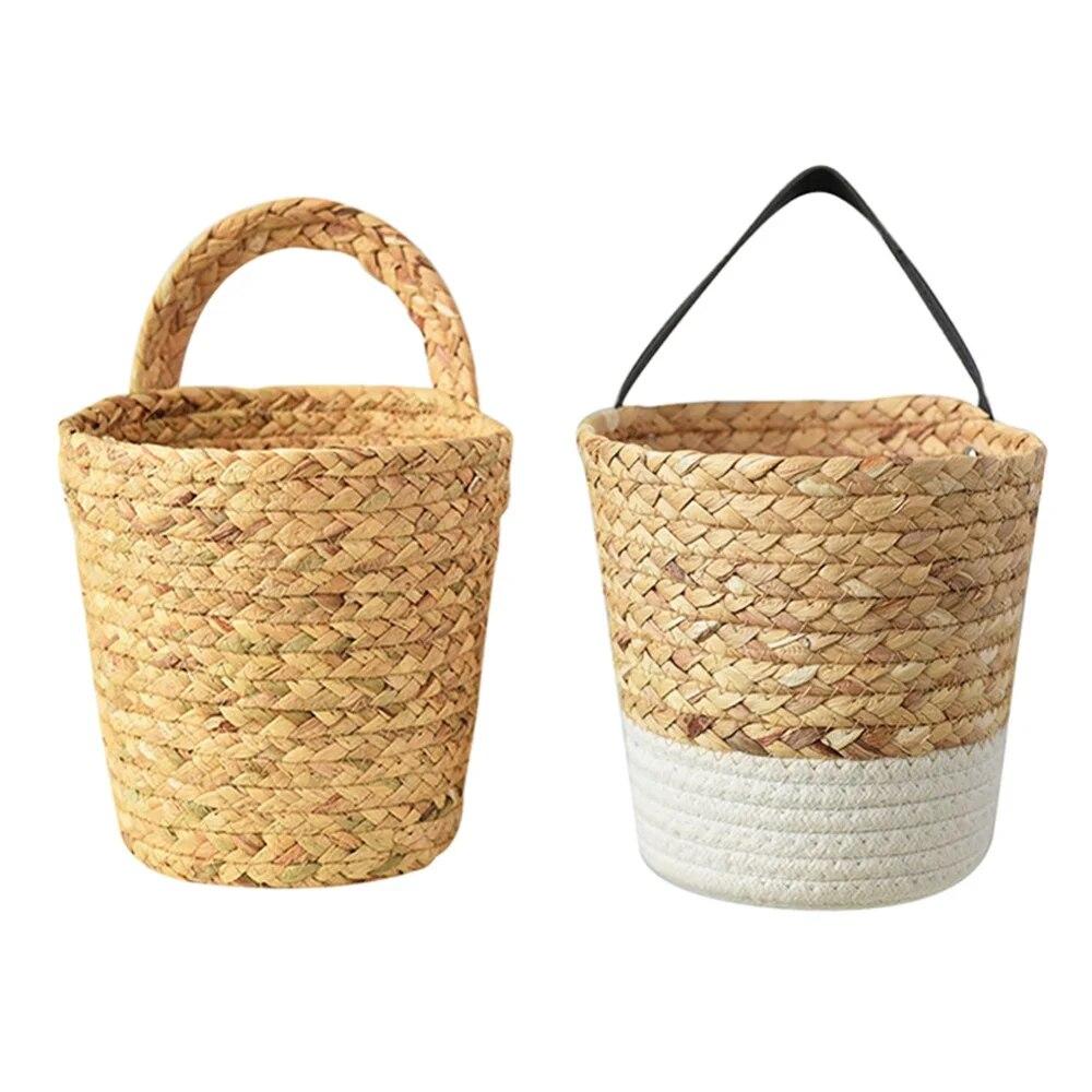 Плетенная корзина для хранения из морских водорослей Настенная подвесная корзина Подвесная корзина с белой лужей Корзины для хранения труб