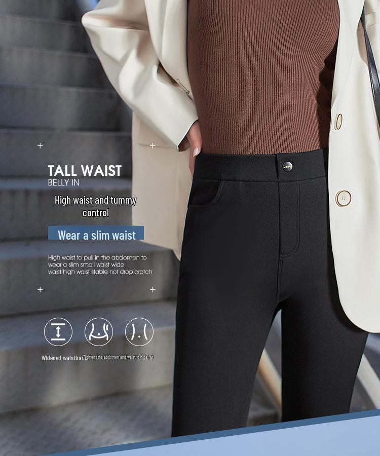 Женские узкие черные брюки со средней посадкой: С плюшевой подкладкой, увлажняющие, высокоэластичные, идеально подходят для осени/зимы.