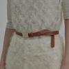 MAUSOLEUM Логотип тонкий кожаный ремень-Черный,Коричневый,Белый/Золотой,Серебристый