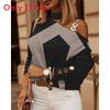 Geometric Pattern Sweatshirt For Women With Printed Design And Long Sleeves