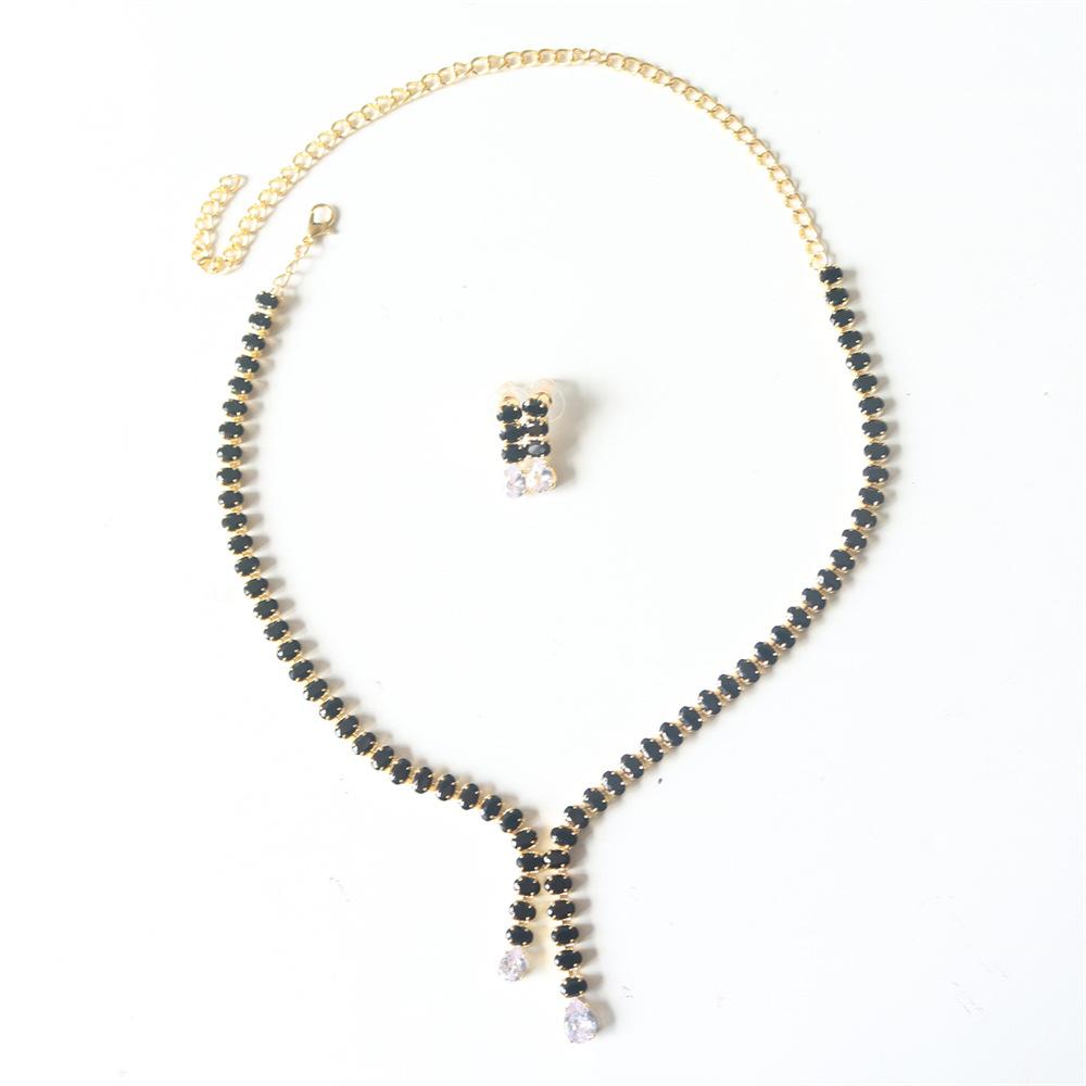 Fashion Bright Diamond Necklace Women'S Fashion Temperament Earrings Set Jewelry Niche Simple Two-Piece Set