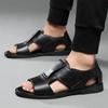 Fashion Summer Shoes Mens Sandals Flat Non-slip Summer Holiday Shoes Soft Fashion Brand Male Footwear Pure Black D270