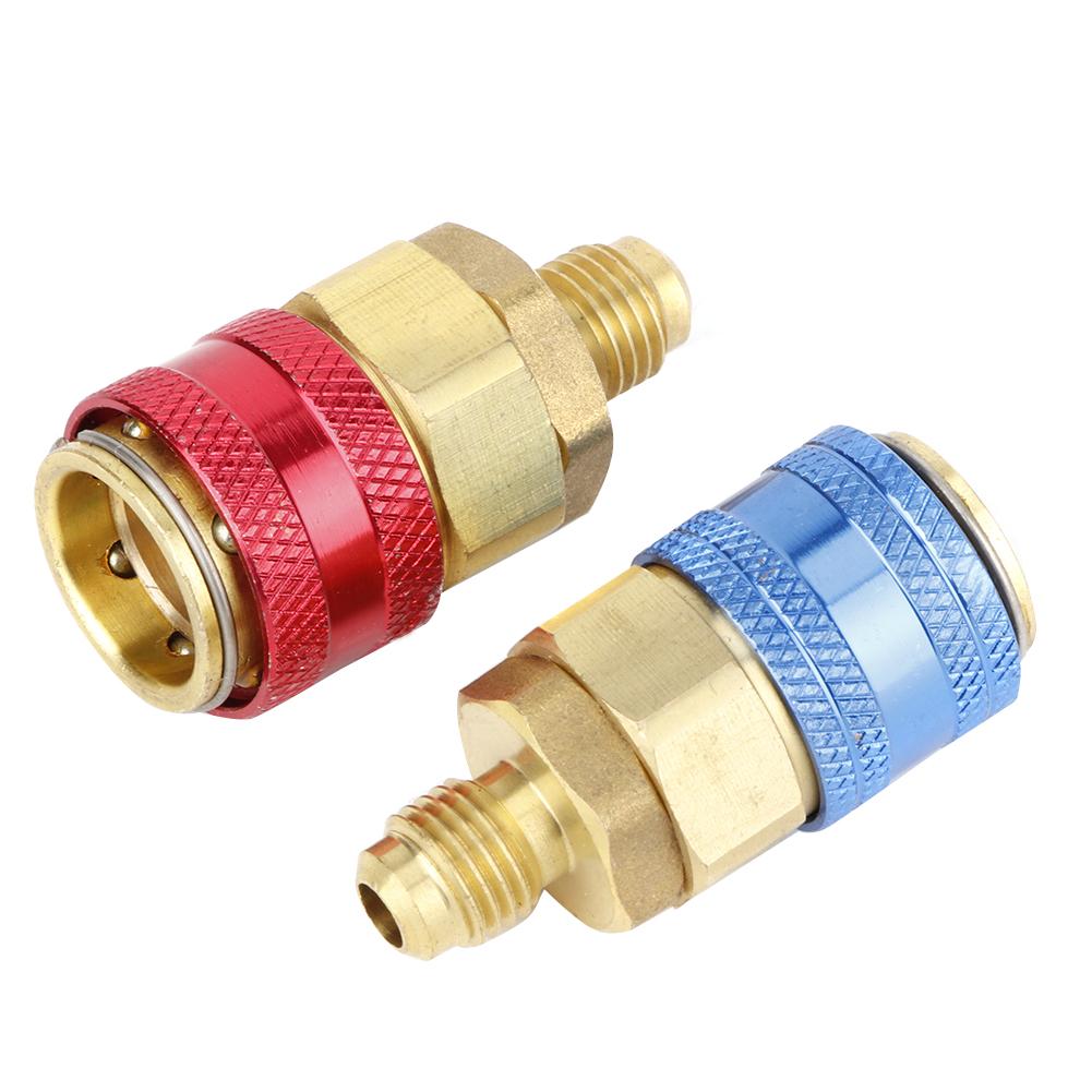 2pcs R134A High Low Pressure Straight Quick Coupler Connector Car A C Refrigerant Adapter