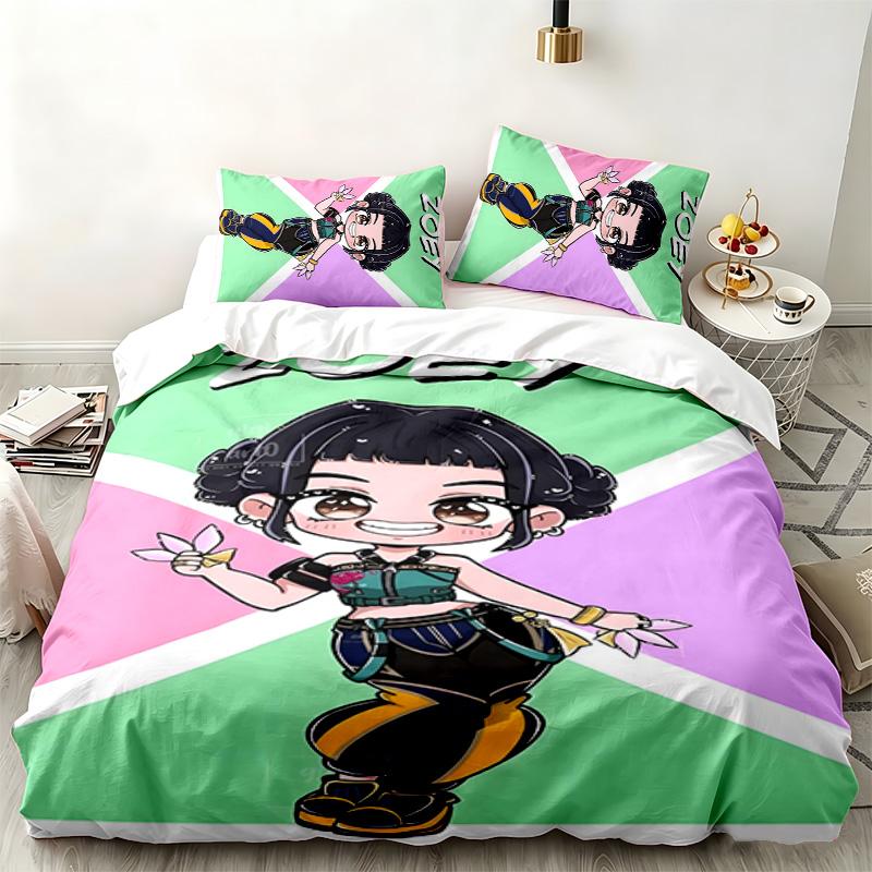 Kpop demon hunters 3pc set Perfect for bedroom use Comfortable bedding set includes a duvet cover and two pillowcases Ideal birthday or Christmas gift