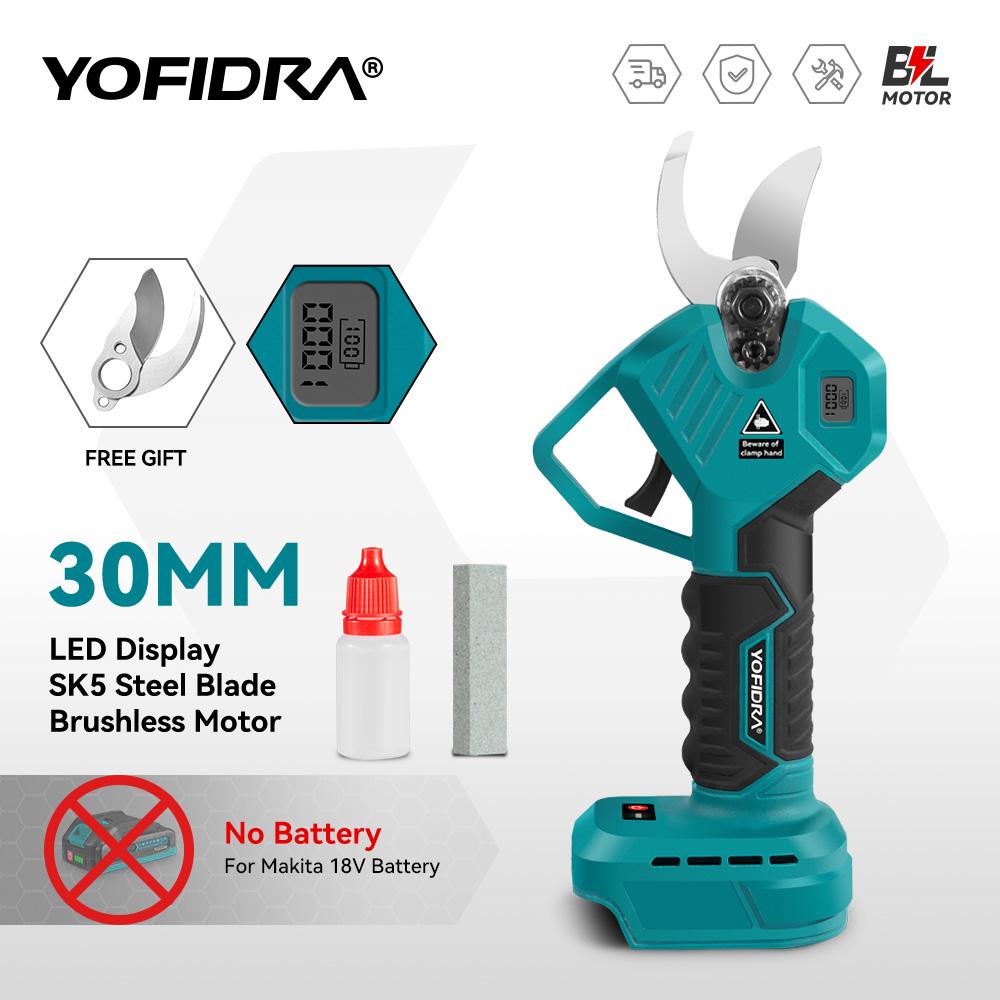Yofidra 30 мм бесщеточный электрический секатор, мощный секатор, садовый резак для веток деревьев, ножницы, инструмент для аккумулятора Makita 18 В