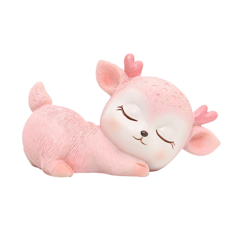 1 шт. Автомобильные маленькие украшения Спящий милый олень Животное Настольное украшение для дома Изделия из смолы Украшение для торта Мультяшный декор