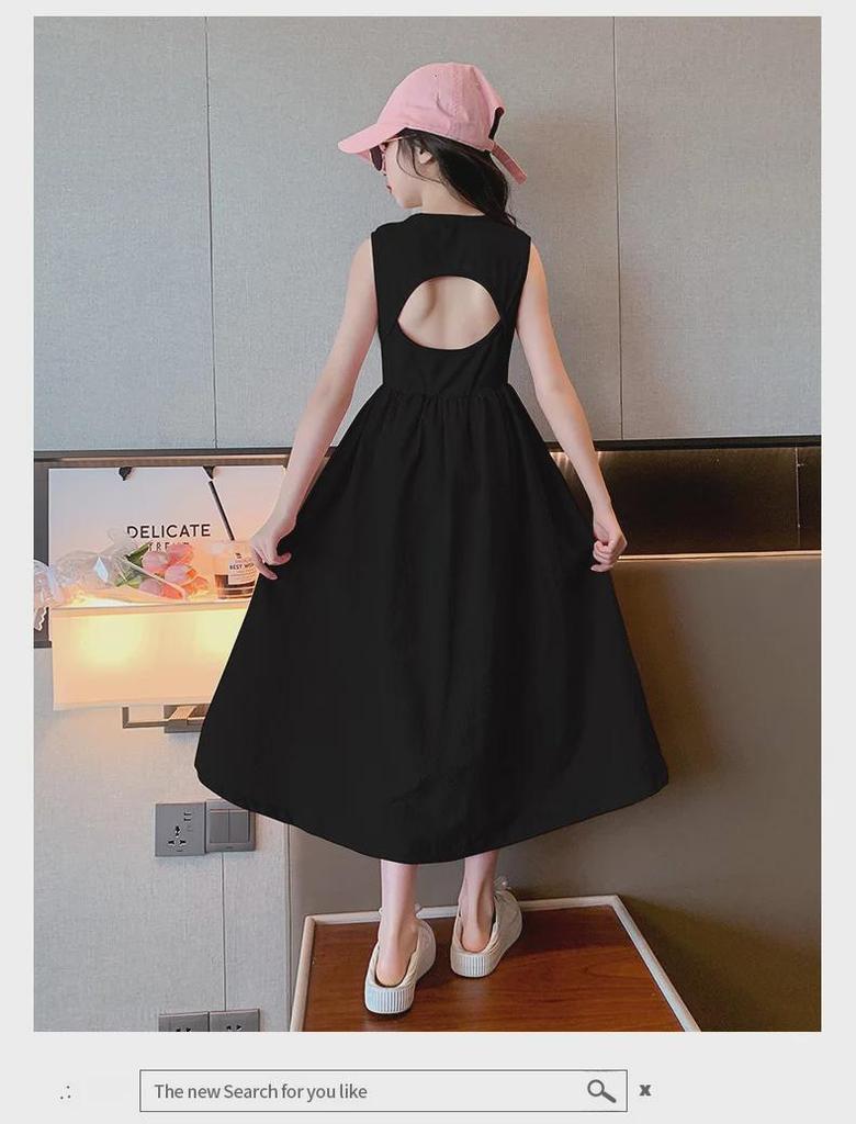 Летнее платье принцессы в западном стиле без рукавов для девочек - повседневное платье с длинным жилетом