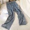 Джинсовые популярные Ins Fashion Корейский со звездой 2023 Весна Осень Новые прямые свободные джинсы с высокой талией