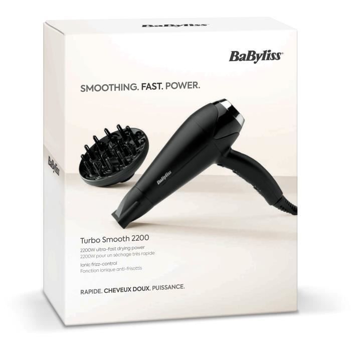 Sèche-cheveux - BaByliss - D572DE Turbo Smooth 2200 avec Technologie Ionique et Céramique