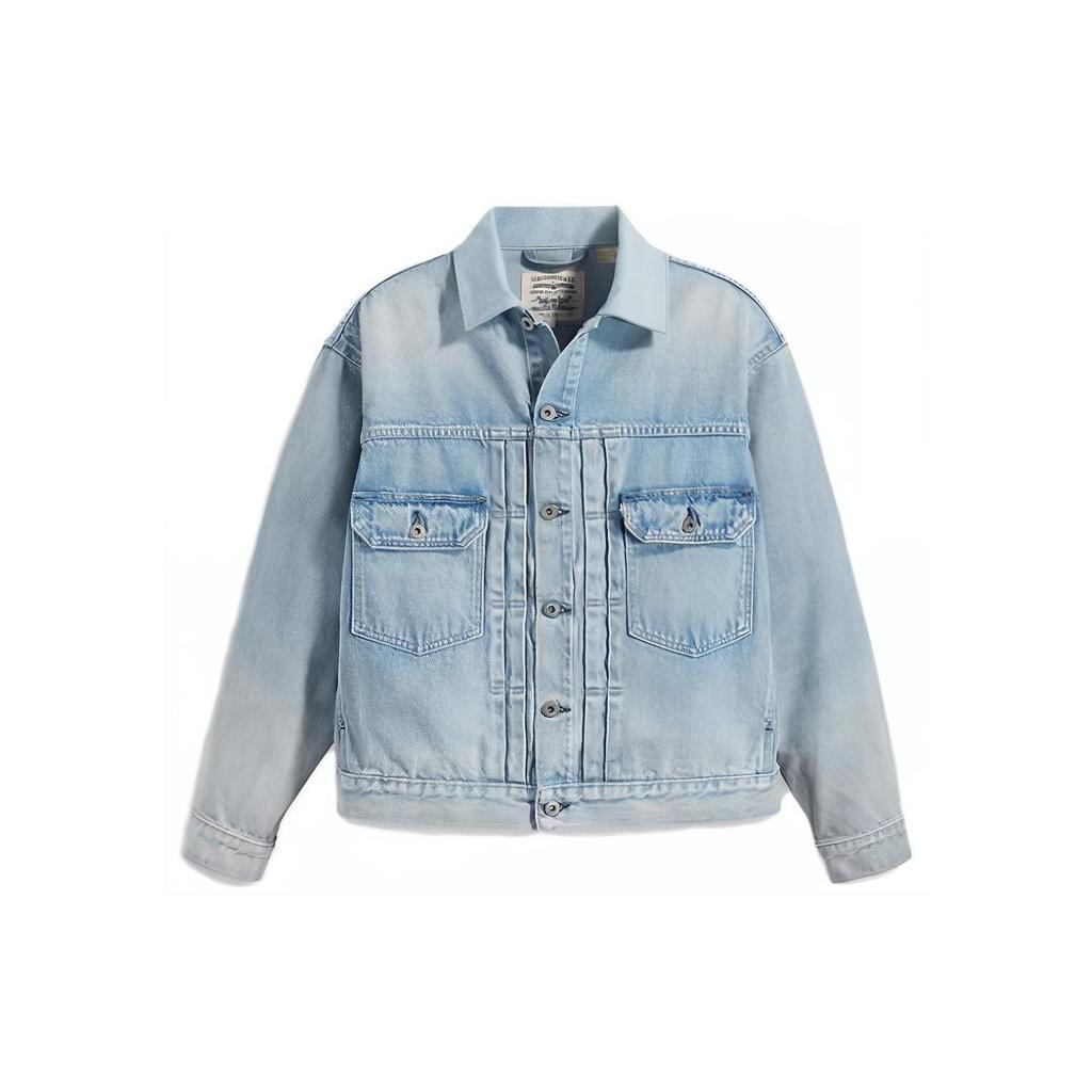 Levis Однотонная джинсовая куртка на пуговицах с длинным рукавом Мужские куртки Синяя 21261-0026