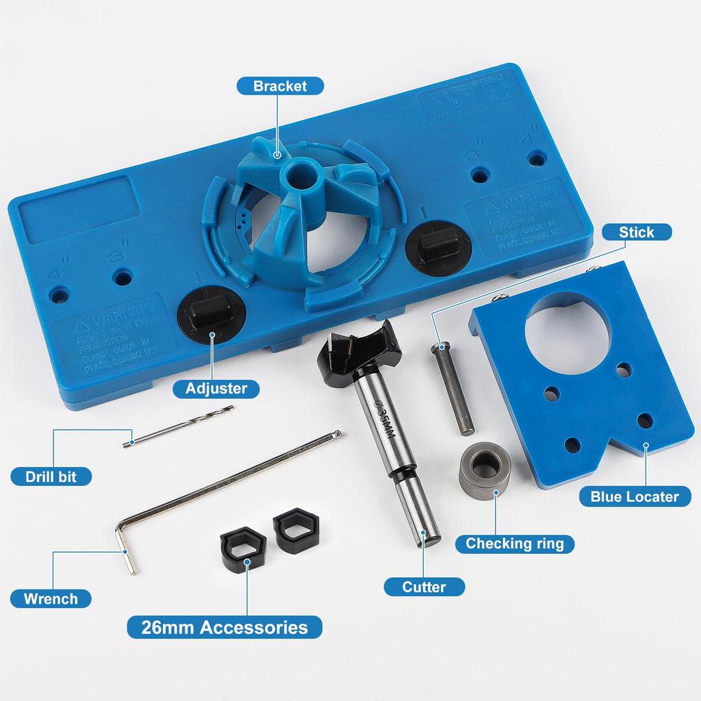 Набор шаблонов для петель, шаблон для сверления петель с расстоянием между отверстиями 46/48/52 мм, диаметр сверла Форстнера 35 мм, сверло по дереву