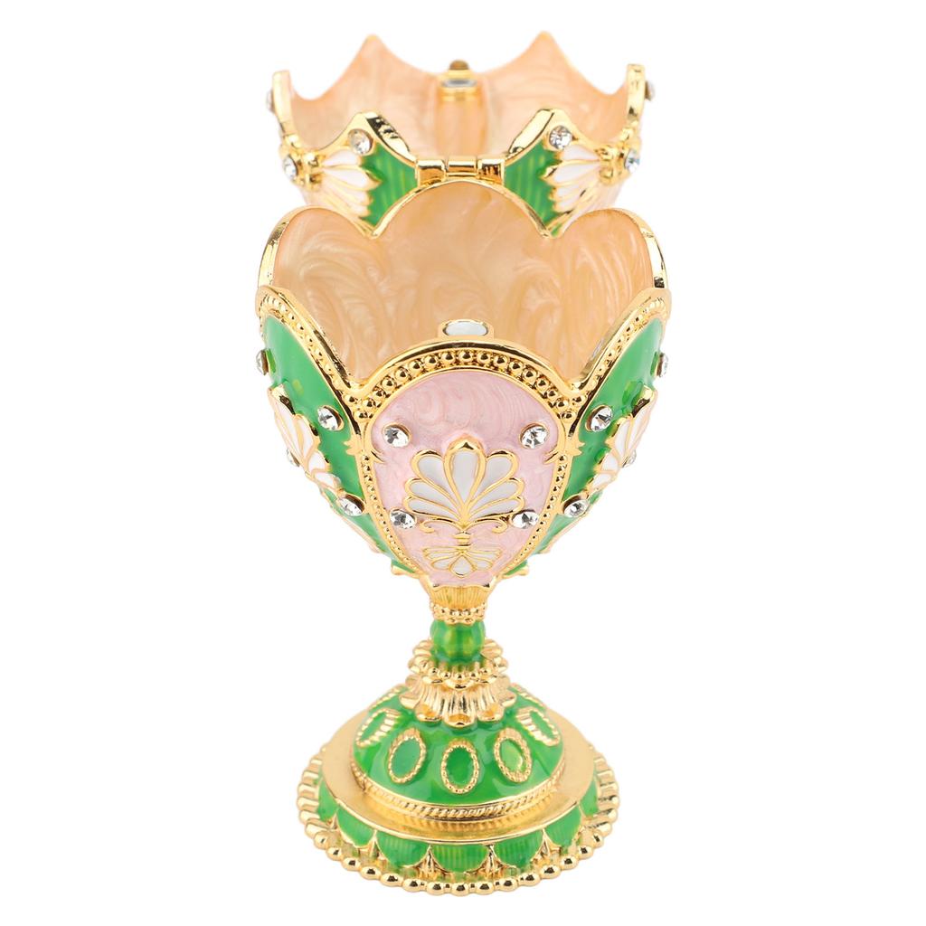 Шкатулка в форме пасхального яйца, ручная роспись, декоративные стразы, сплав, шарнирная, эмалированная, для колец, ожерелий