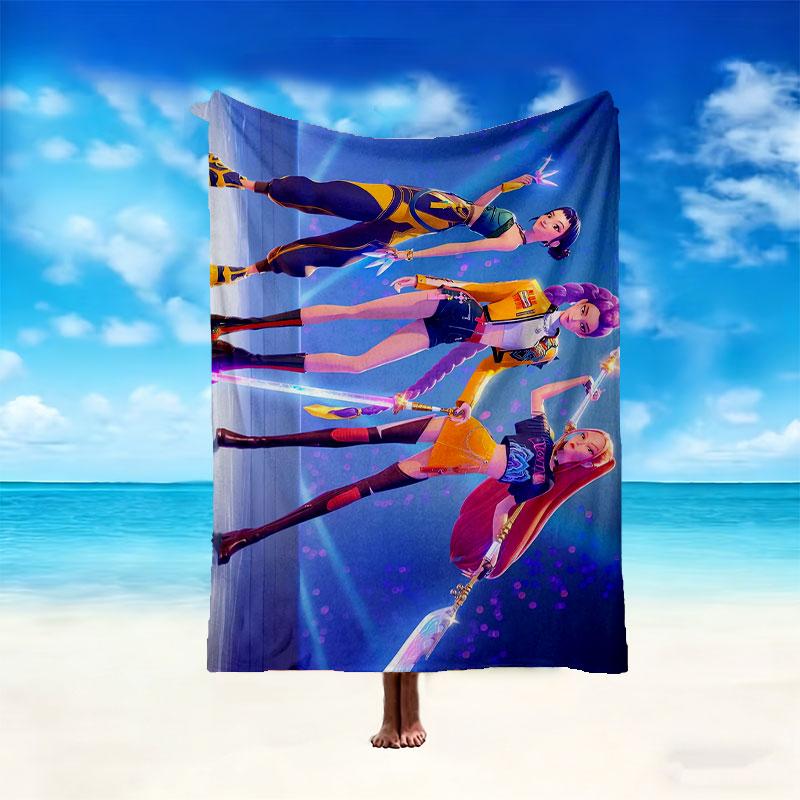 1pc Kpop Demon Hunters Blanket, Home Printed Throw Blanket - Soft Blanket Gift for Family, Washable Sofa Bed Blanket