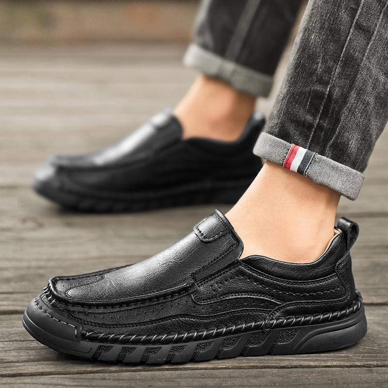 Мужская кожаная обувь ручной работы, мокасины, повседневные удобные мужские лоферы, кожаные туфли без застежек, мужская обувь на плоской подошве, распродажа, прогулочная обувь