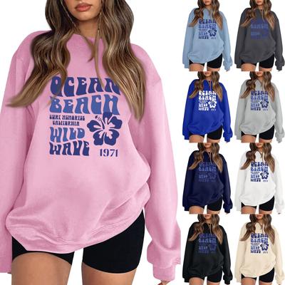 Женская повседневная модная блузка с длинным рукавом и круглым вырезом с принтом