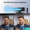4K UHD 12MP Webcam with Dual AI Auto Light Privacy USB Plug Play Noise-Canceling Microphone, Autofocus, Correction, Ultra-Wide 120° Angle, Cover,