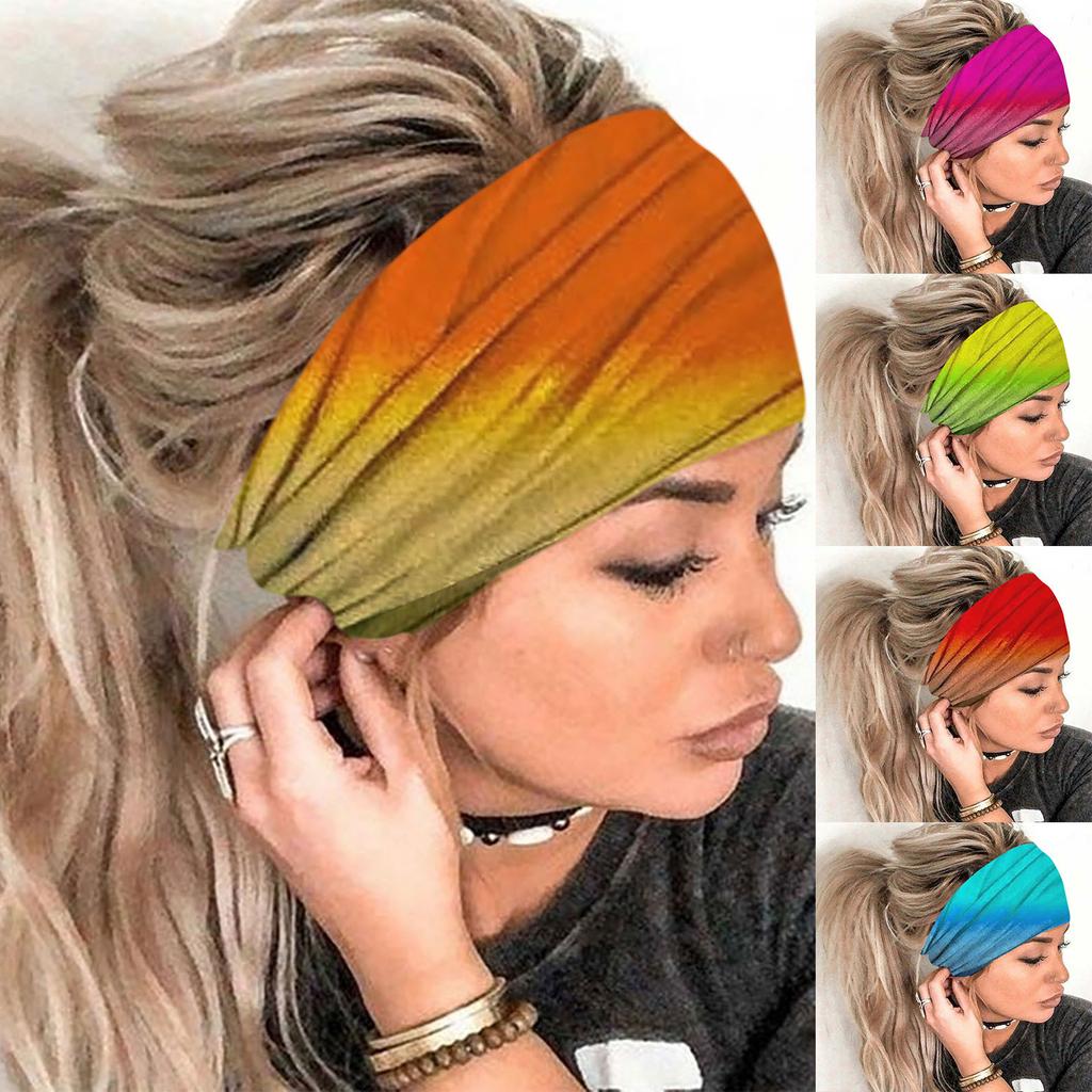 Women's Printed Headband Sports Hair With A Wide Edge Yoga Headband Soft Hair Band Headdress Bundle Hair Band