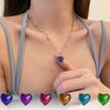 Thermochromic Mood Monitor Heart Pendant Necklace Color Change As Temperature Women Girls Clavicle Chain Necklaces Jewelry