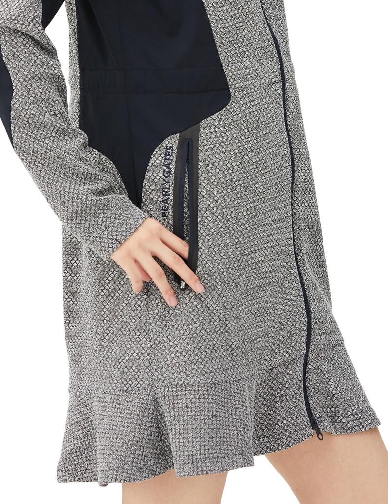 Платье с капюшоном с длинным рукавом, жаккард ромбовидной вязки x темно-синий 1 [Pearly Gates] Женское / 055-3224006 030_Белый [M]