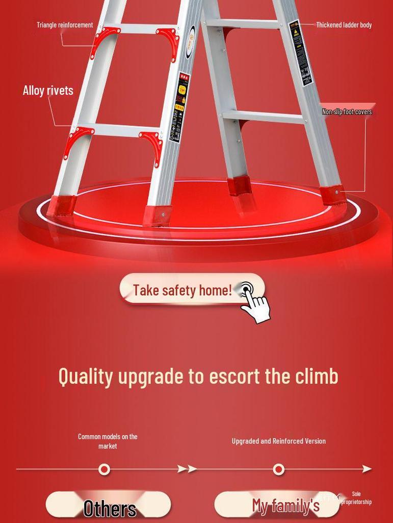 Трехступенчатая телескопическая алюминиевая стремянка А-образной формы (4м Утолщенный для бытового и инженерного использования)