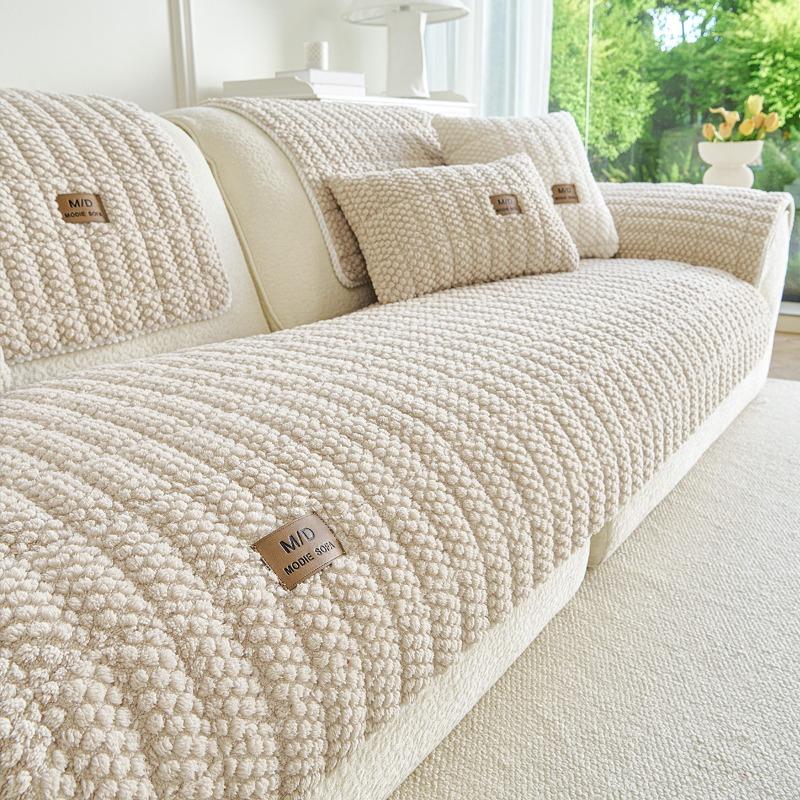 Soft Flannel Cotton Non Slip Wear Resistant All Season Simple Sofa Cover Premium Couch Seat Mat Living Room Home Furniture Decor