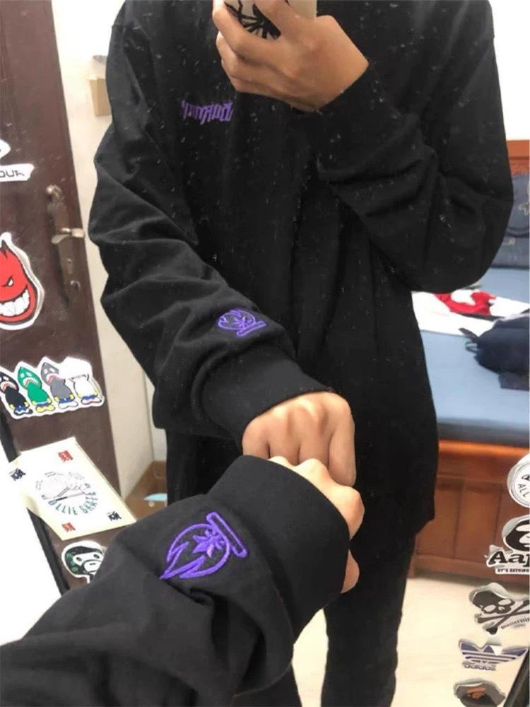 Unisex Flame Embroidery Hoodie - Autumn/Winter Long Sleeve T-shirt, Loose Fit Base Layer