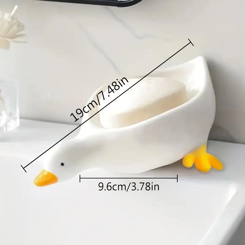 Duck Soap Box Cute Cartoon Duck Shape Self-Draining Soap Dish Open Design Soap Dish for Shower Bathroom Toilet