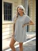 2024 Spring/Summer Solid Color Round Neck Pocket Loose Short-Sleeved Dress