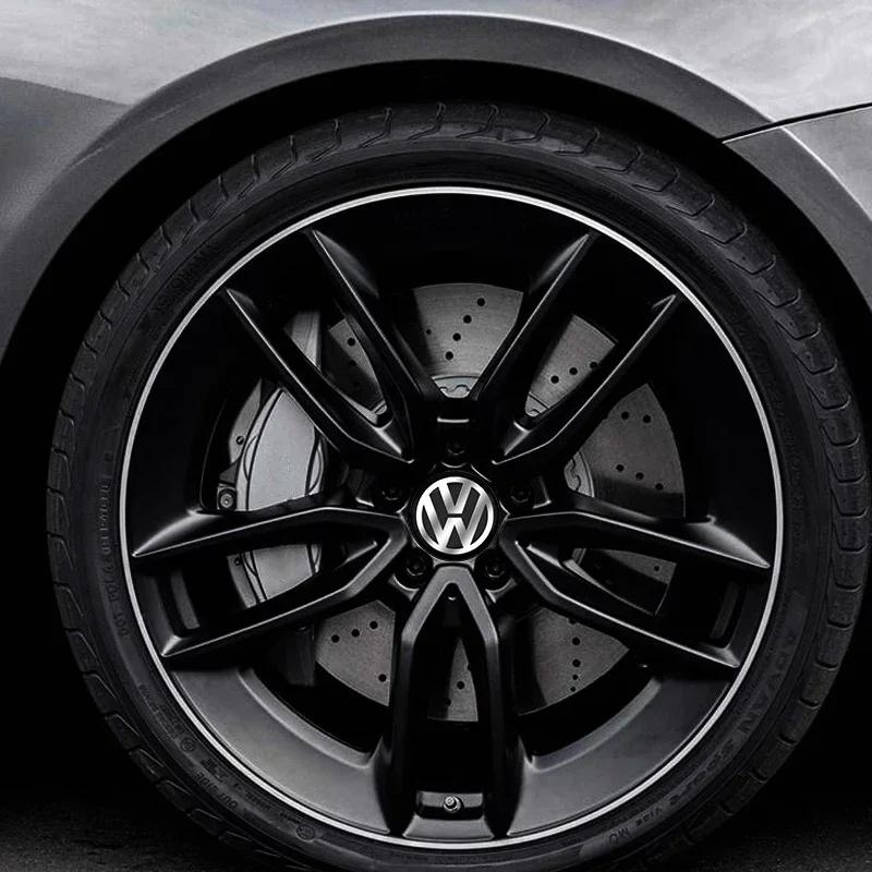 Car For Volkswagen VW 4Pcs 56mm New Car Wheel Stickers Center Hub Cap Car Emblem Badge Decal For Volkswagen GTI R-Line R Polo T5