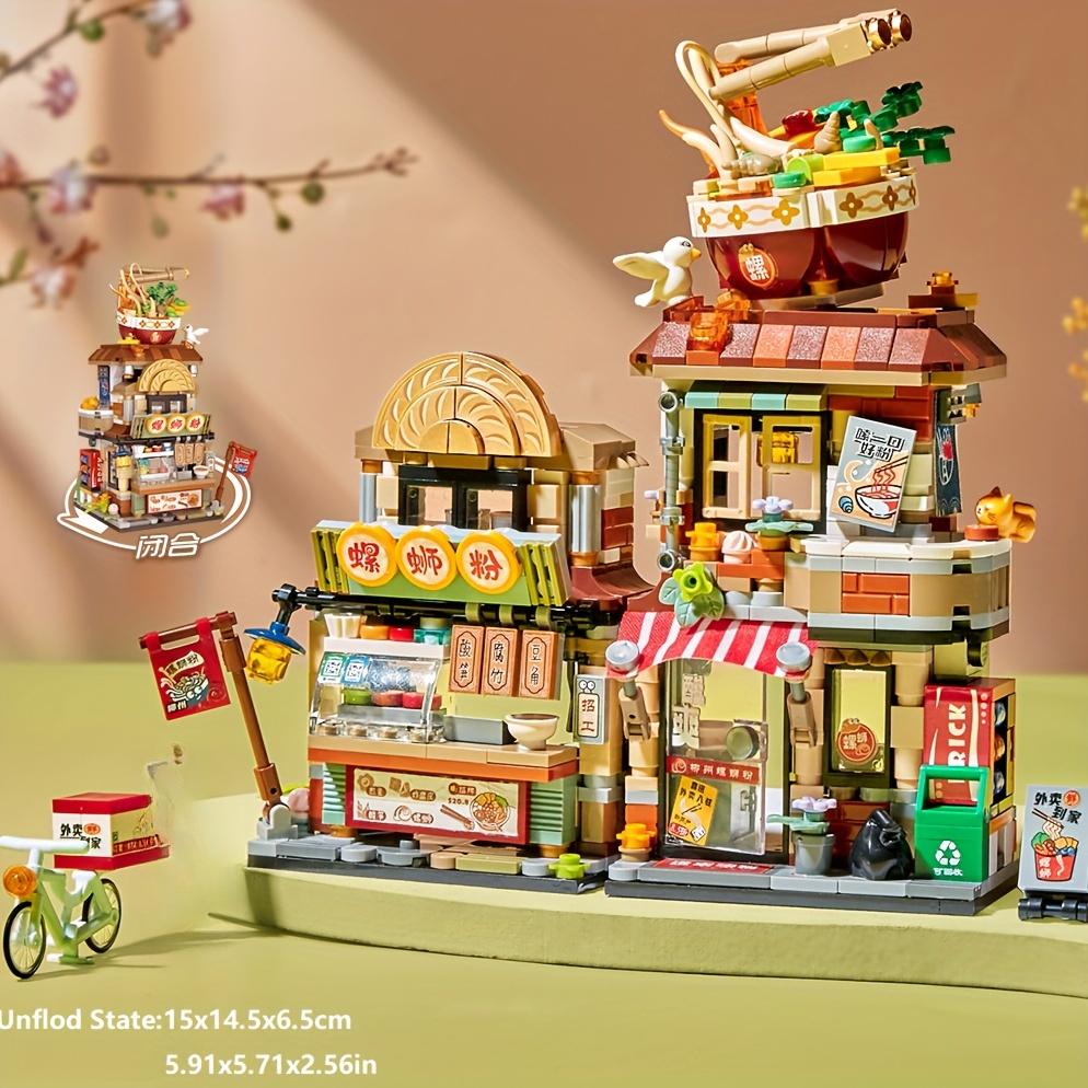 Мини-конструктор Street View, Модель китайского модного магазина блюд, Магазин лимонного чая, Магазин рисовой лапши с речными улитками