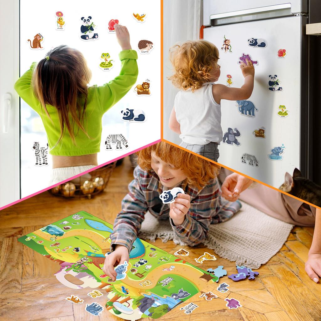 DIY Children's Zoo Jelly Quiet Book Early Education Concentration Development Repeatedly Sticking Zoo Jelly Sticker Book