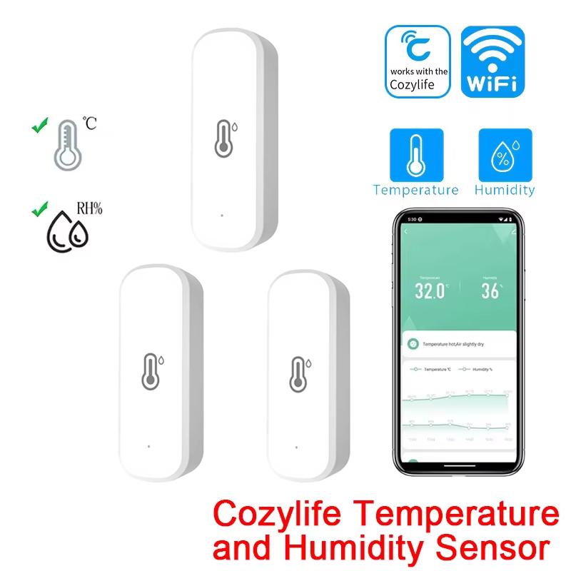 1-4 шт. Tuya Zigbee/Cozylife WiFi Датчик температуры и влажности Мониторинг в реальном времени Удаленный мониторинг через приложение Голосовые оповещения Alexa Google Assistant