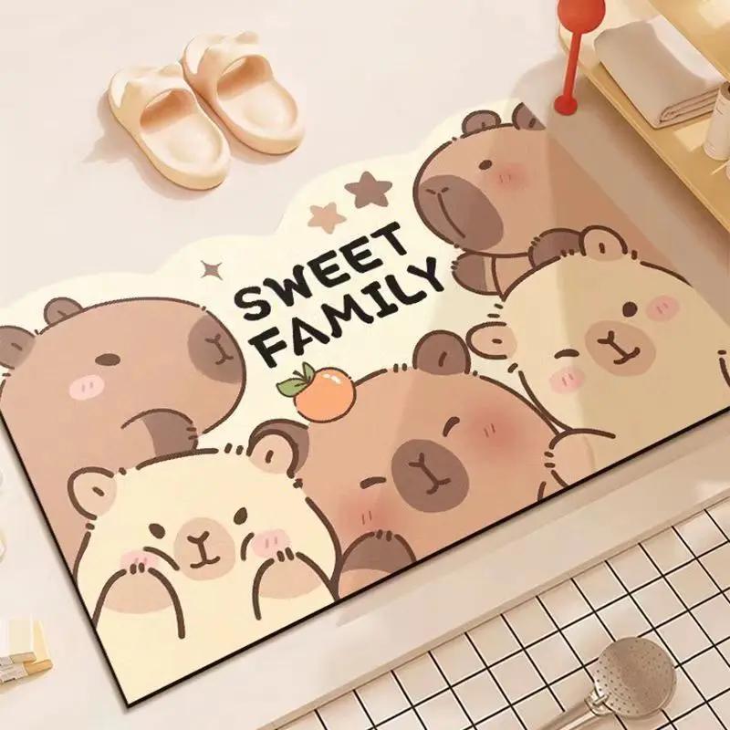 VIKAMA Cartoon Capybara Bathroom Mat Non-Slip, Wear-Resistant Home Decor Bathroom Mat Home Decoration