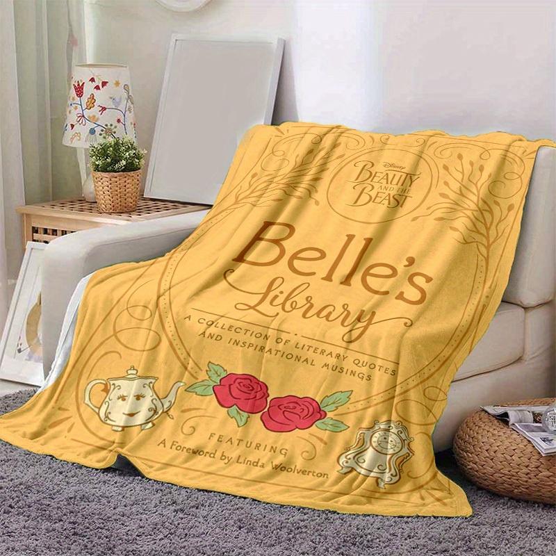1 шт., Дисней Красавица и Чудовище: Плед 'Библиотека Белль' для дома Уютный фланелевый плед для спальни, гостиной, путешествий, кемпинга, автомобиля
