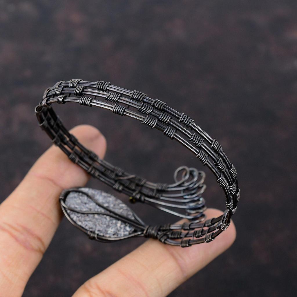 Dinosaur Bone Bangle Copper Wire Wrapped Cuff Bracelet Handmade Adjustable Bangle Copper Wire Wrap Jewelry Gemstone Bangle Anniversary Gift