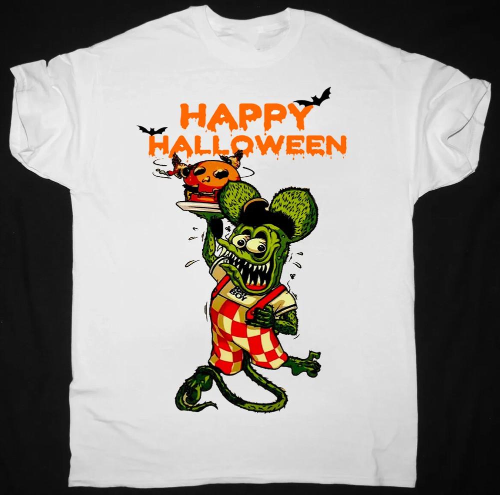 Футболка Rat Fink Ed Big Daddy Roth Счастливого Хэллоуина Полный Размер S-5XL Унисекс Футболка