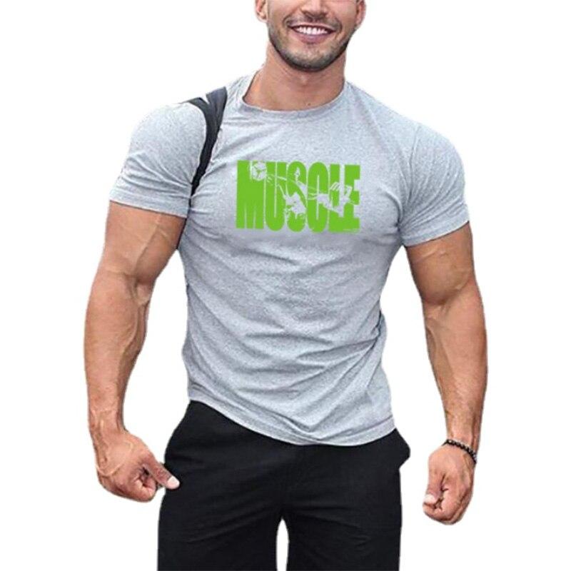 Muscleguys Мужской облегающий летний новый топ с принтом для тренировок на открытом воздухе и бега