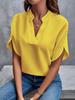 2024 Women's Casual Summer V-neck Loose Solid Color Blouse