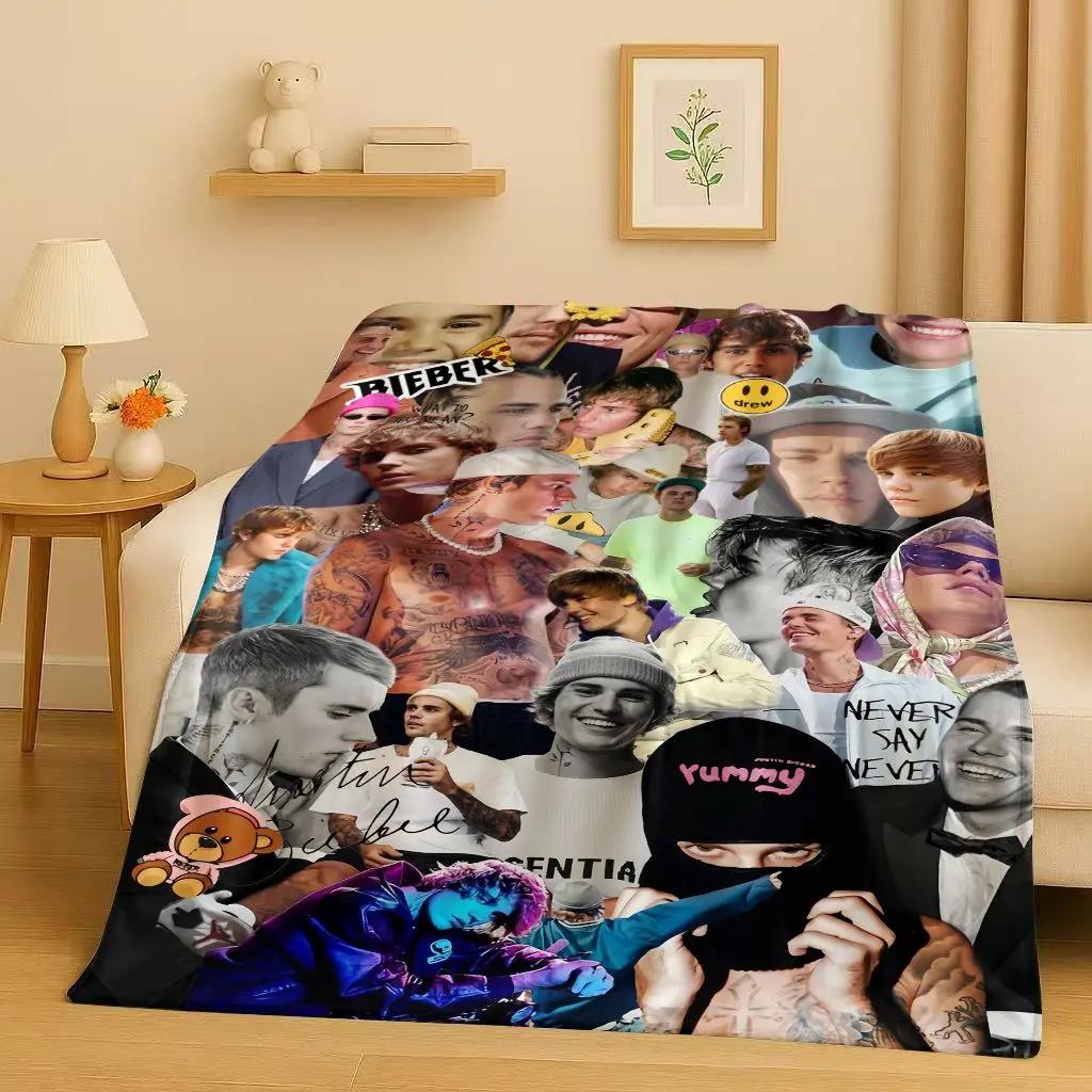 New Fashion B-Bieber Singer Star Flannel Blanket,Ultra Soft Warm Plush Throw for Home Bedroom Bed Sofa Cover Office Travel Gift