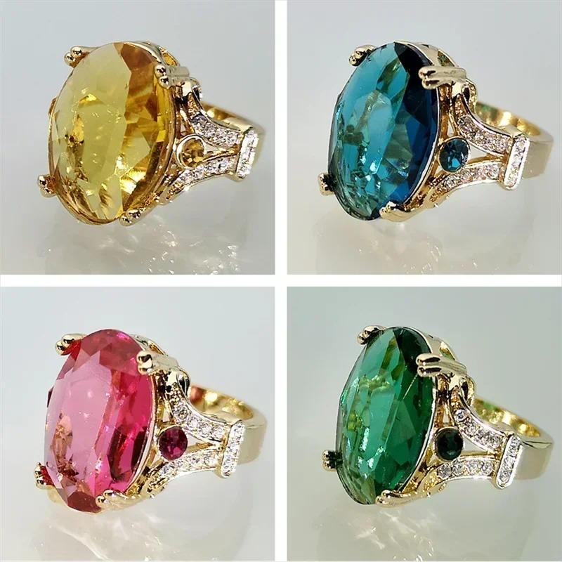 2025 New Luxury Women's Big Black Stone Ring Fashion Silver Zircon Wedding Rings Female Bride Love Engagement