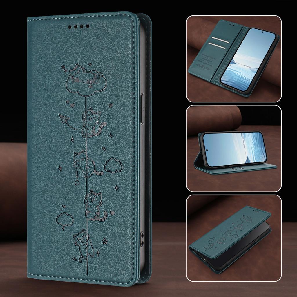 Cute Cat Leather Flip Wallet Case on For Motorola Moto G72 G32 G22 G71 G51 G41 G31 G30 G20 G10 Power RFID Protective Phone Cover
