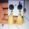Sweet Korean Elegant Button Tassel Pendant Personality Long Earrings Temperament