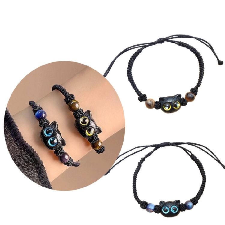Cats Bead Wristband Carved Cats Bracelet Braided Rope Cats Hand Chain Bracelets