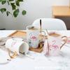 Flamingo With Lid Spoon Marble Pattern Ceramic Water Cup Couple High Value Creative Coffee Cup