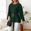ZANZEA Women Casual Round Neck Solid Color Loose Long Sleeve Blouse